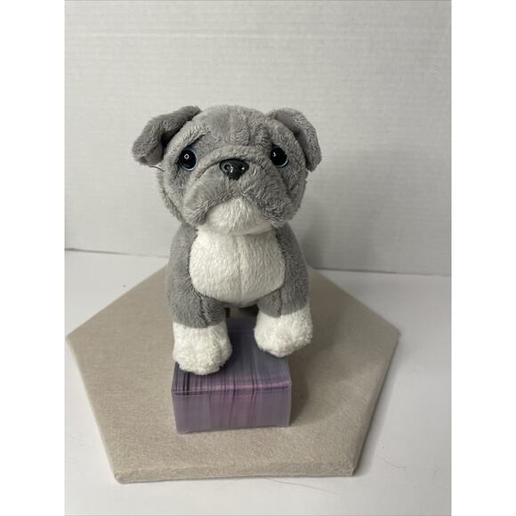 Battat Our Generation Bulldog Plush Toy 8" Gray & White Dog Stuffed Animal - Picture 1 of 7